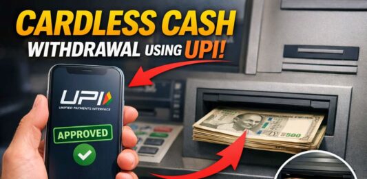 cardless cash withdrawal using UPI